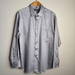 Geoffrey Beene Men's Classic Fit Dress Shirt Button Up Silver/Gray 18 - 34/35